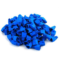Copapa Yiovvom Soft Plastic Ethernet Rj45 Cable Connector Boots Cover Strain Relief Boots Cat5 Cat5E Cat6 Cat6E 100Pcs (Blue)