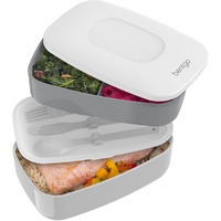 Bentgo Classic - Adult Bento Box  All-In-One Stackable Lunch Box Container With 3 Compartments  Plastic Utensils  And Nylon Sealing Strap  Bpa Free Food Container (Gray)