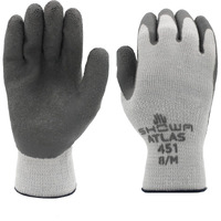 Showa Atlas 451M-08 Palm Coating Natural Rubber Glove  10-Gauge Insulated Seamless Knitted Liner  General Purpose Work  Medium (Pack Of 12 Pairs) Gray