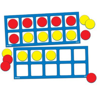Eai Education Jumbo Magnetic Quietshape Foam Ten Frames With Counters - Set Of 2 With 20 Counters