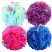 Btyms Premium Mesh Poufs (65G/Pcs) Bath Sponges Shower Loofahs Exfoliating Shower Puff - Great For Body Wash Pack Of 4