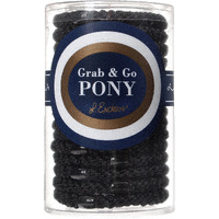 L. Erickson Grab & Go Pony Hair Ties - Black - 15 Pack Grab And Go Ponytail Holders - Black Hair Ties No Damage - Hair Bands Hair Accessories For Women