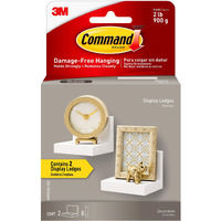 Command Display Ledges  Holds Up To 2 Lb  Quartz  2 Ledges With 8 Medium Command Strips  Damage Free Hanging Floating Shelf With Adhesive Strips  Personalize Living Room  Bedroom  Kids Room Or Office