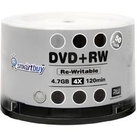 100 Pack Smartbuy Blank Dvd+Rw 4X 4.7Gb 120Min Branded Logo Rewritable Dvd Media Disc