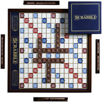Ws Game Company Scrabble Deluxe Edition With Rotating Wooden Game Board  2 To 4 Players