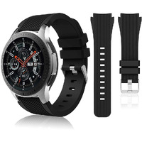Hswai Compatible With Samsung Galaxy Watch 46Mm Bands/Gear S3 Frontier  Classic Watch Bands/Galaxy Watch 3 Bands 45Mm  22Mm Soft Silicone Bands Bracelet Sports Strap For Men & Women. (Black)