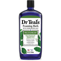Dr Teal's Foaming Bath With Pure Epsom Salt  Relax & Relief With Eucalyptus & Spearmint  34 Fl Oz (Packaging May Vary)