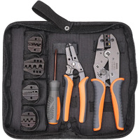 Icrimp Ratchet Wire Crimping Tool Set W/ 5 Interchangeable Jaws For Insulated And Non-Insulated Terminals Awg20-2  Wire Stripper Included