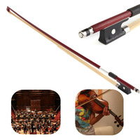 Amzz Professional 4/4 Brazilwood Ebony Frog Violin Arbor White Horsehair Violin Bow (4/4 Brazilwood)