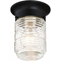 Design House 587220 Jelly Jar 1-Light Indoor/Outdoor Flush Mount Ceiling Light  Black