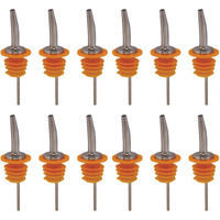 Spill-Stop 285-60 Tapered Pourer Dispenser  Metal Spouts For Liquor Bottle Pourer With Poly-Cork  Orange  12 Units