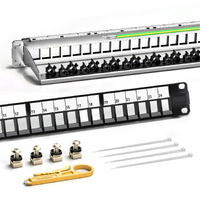 Ampcom 24 Ports 1U Blank Keystone Patch Panel  19 Inch Rack Or Wall Mount With Rear Cable Management Panel For Ethernet Cat5E/Cat6/Cat7  Usb  Hdmi