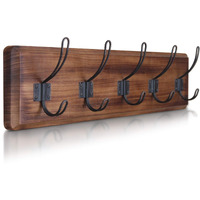 Hbcy Creations Dark Wash Brown Rustic Coat Rack Wall Mount With 5 Hooks  Solid Pine Wood 24 Inch Wall Hooks For Entryway  Mudroom  Hallway  Bathroom - Vintage Farmhouse Style Wall Mounted Towel Rack