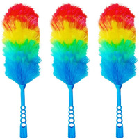 Tockrop 3 Pack Upgrade 19  Rainbow Static Feather Duster With Beandable And Washable Head - More Fibers Bigger Head Less Loss Of Fiber