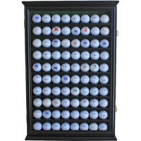 Displaygifts 80 Golf Ball Display Case Cabinet Wall Rack Holder Solid Wood Frame With Uv Protection Lockable Acrylic Door  Wall Mounted Or Stand Great Golfer's Gift (Black Finish)