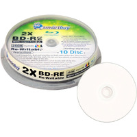 10 Pack Smartbuy 2X 25Gb Blue Blu-Ray Bd-Re Rewritable White Inkjet Hub Printable Blank Bluray Disc