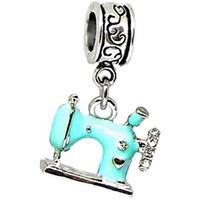 Dangle Blue Sewing Machine Charm Bead