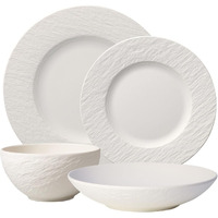 Villeroy & Boch Manufacture Rock Blanc 4-Piece Place Setting  Plates & Bowls  Premium Porcelain  Made In Germany  Matte White