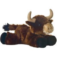 Aurora Adorable Mini Flopsie Brown Toro Stuffed Animal - Playful Ease - Timeless Companions - Brown 8 Inches
