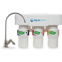 Aquasana 3-Stage Under Sink Water Filter System - Kitchen Counter Claryum Filtration - Filters 99% Of Chlorine - Brushed Nickel Faucet - Aq-5300.55