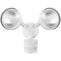 Globe Electric 17000273 180-Degree 240 W Twin Head White Hardwired Motion Sensor Security Flood Light  Spotlight  Outdoor  Outside House Lights