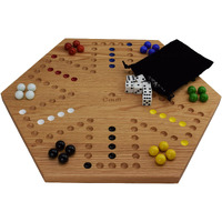 Solid Oak Double Sided Marble Board Game Hand Painted By Cauff (20 Inch)