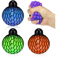 Fireboomoon Stress Relief Squeezing Soft Rubber Vent Grape Ball Hand Wrist Toy Funny Geek Gadget Vent Toy  Orange/Blue/Green  3 Piece Stress Balls Squishy Net Ball Orbis Balls Squishy Balls