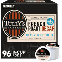 Tully's Coffee French Roast Decaf  Keurig Single-Serve K-Cup Pods  Dark Roast  96 Count (4 Packs Of 24)