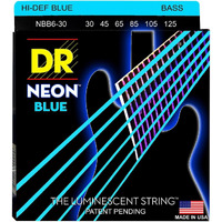 Dr Strings Nbb630 25-130 Medium Set Handmade Neon Hi-Def Blue Coated 6-String Bass Strings