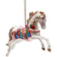 Stealstreet Ss-Cg-10682  4.88 Inch White Painted Carousel Horse Christmas Tree Ornament
