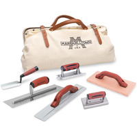 Marshalltown Concrete Apprentice Tool Kit In Canvas Bag  Includes 6 Concrete Tools  Finishing Trowel  Hand Float  Groover  Edger  Wood Float  Margin Trowel  Made In The Usa  Ctk2