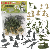 Bmc Ww2 D-Day Plastic Army Men - 34 American  British  German Soldier Figures