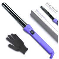 Herstyler Grande Ceramic Tapered Curling Wand - 1 Inch Dual Voltage With Negative Ions For Long And Short Hair (Purple)