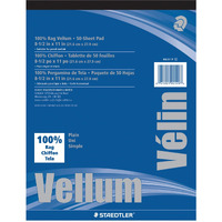 Staedtler Mars Vellum Paper  16#  Rag  8.5 X 11 Inches  Plain  50 Sheets Per Pad (946811P)