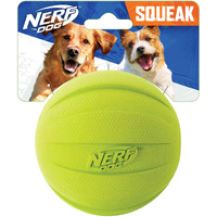 Nerf Dog Rubber Ball Dog Toy With Squeaker  Lightweight  Durable And Water Resistant  4 Inch Diameter For Medium/Large Breeds  Single Unit  Green