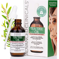 Advanced Clinicals Tea Tree Oil For Skin | Acne Patch Vegan Facial Serum | Targets Redness  Bumps  Acne Scars | Vegan 100% Organic Pure Tea Tree Oil For Face W/Vitamin E & Witch Hazel  1.8 Fl Oz
