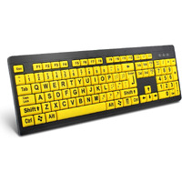 Boogiio Large Print Computer Keyboard  Wired Usb High Contrast Keyboard With Oversized Print Letters For Visually Impaired Low Vision Individuals (Yellow+Black)