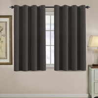 H.Versailtex Blackout Curtain For Living Room Small Window Kitchen Blackout Curtains 45 Inch Length Energy Saving Solid Grommet Blackout Drape  One Panel  Chocolate Brown  52"" W X 45"" L