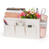 Lilithye Bedside Caddy Bedside Organizer Bedside Storage Caddy With Fixed Straps And Water Bottle Holder For Home College Dorm Bunk Bed Hospital Bed Crib Bed Rails (White)