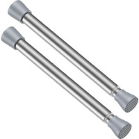 Tension Rod 18 To 28 Inch Sliver Tension Curtain Rod No Drill Spring Tension Rod 2Pack Small Tension Rod For Cupboard Closet Bookshelf Diy Projects Wardrobe Spring Loaded Curtain Rods