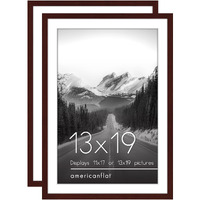 Americanflat 13X19 Picture Frame With Polished Plexiglass - Set Of 2 - Use As 11X17 Frame With Mat Or 13X19 Frame Without Mat - Galleria Collection - Gallery Wall Frame Set For Wall Display - Mahogany