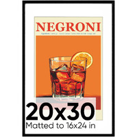 Homeforia 20X30 Wood Picture Frame Black  Premium Black Oak Wood Poster Frames 20X30 With Mat 16X24  20 X 30 Black Wooden Puzzle Frame For Wall  Tempered Glass  Wall Hook Included  Set Of 1