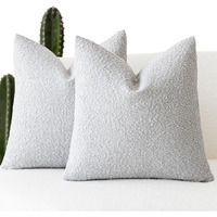 Foindtower Set Of 2  Decorative Textured Boucle Throw Pillow Covers Accent Solid Pillow Cases Neutral Soft Cozy Couch Cushion Case For Chair Sofa Bedroom Living Room Home Decor 16 X 16 Inch Light Grey