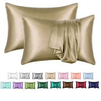 Mr&Hm Satin Pillowcase For Hair And Skin  Silk Satin Pillowcase 2 Pack  Standard Size Pillow Cases Set Of 2  Silky Pillow Cover With Envelope Closure (20X26  Taupe)