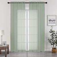 Chyhomenyc Living Room Sheer Curtains 96 Length 2 Panels Set For French Door  Gorgeous Window Decoration For Wedding & Party & Backdrop & Canopy  Sage Green  Each 42Wx96L In  8 Feet