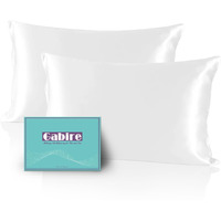 Gabire Mulberry Silk Pillow Cases Set Of 2  Both Sides Real Silk Pillowcase For Hair And Skin Prevent Acne Pillowcase Organic Silk Pillowcase 2 Pack With Hidden Zipper  White  Standard (20""?26"")