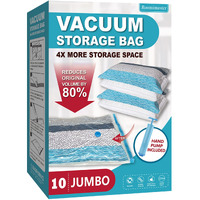 Vacuum Storage Bags  10 Jumbo Space Saver Bags Vacuum Seal Bags With Pump  Space Bags  Vacuum Sealer Bags For Clothes  Comforters  Blankets  Bedding