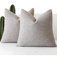 Foindtower Set Of 2  Decorative Textured Boucle Throw Pillow Covers Accent Solid Pillow Cases Soft Cozy Couch Cushion Case For Chair Sofa Bedroom Living Room Home Decor 16 X 16 Inch Neutral Grey