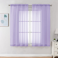 Chyhomenyc Lilac Sheer Curtains 45 Inch Long 2 Panels  Light Filtering Rod Pocket Voile Short Curtains Drapes For Living Room Bedroom Small Windows  42Wx45L Inches