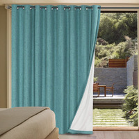 H.Versailtex Linen Blackout Curtains Durable Thick Textured Linen Look 100% Blackout Patio Door Curtain Anti Rust Grommet Extra Wide Sliding Door Curtain Panel  W100 X L84 Inch - Teal